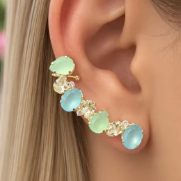 Brinco Ear Cuff com Pedraria Delicada