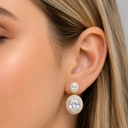 Brinco Luxo Elegante Feminino Dourado