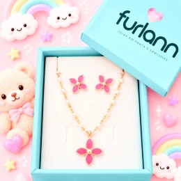 Conjunto infantil pérola com flor semijoia