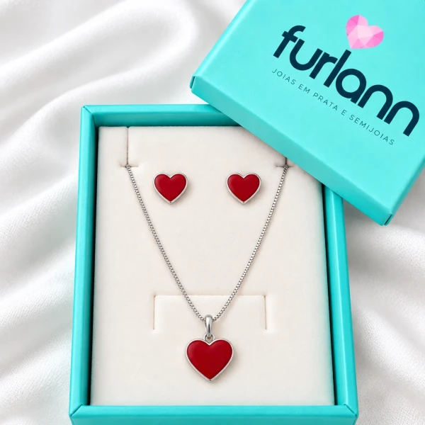 Conjunto coração Prata 925
