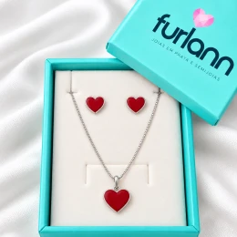Conjunto coração Prata 925