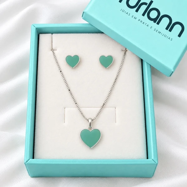 Conjunto coração Prata 925
