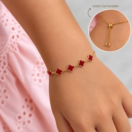 Pulseira trevo regulagem semijoia