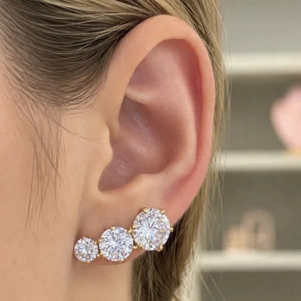 Ear cuf 3 gemas semijoia