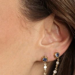 Brinco ear line azul semijoia