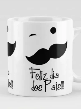 Caneca Bigode Dia dos Pais + Chaveiro em MDF