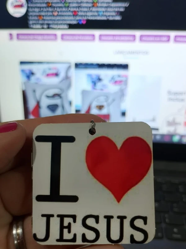 Chaveiro MDF - Eu amo Jesus
