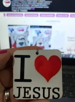 Chaveiro MDF - Eu amo Jesus