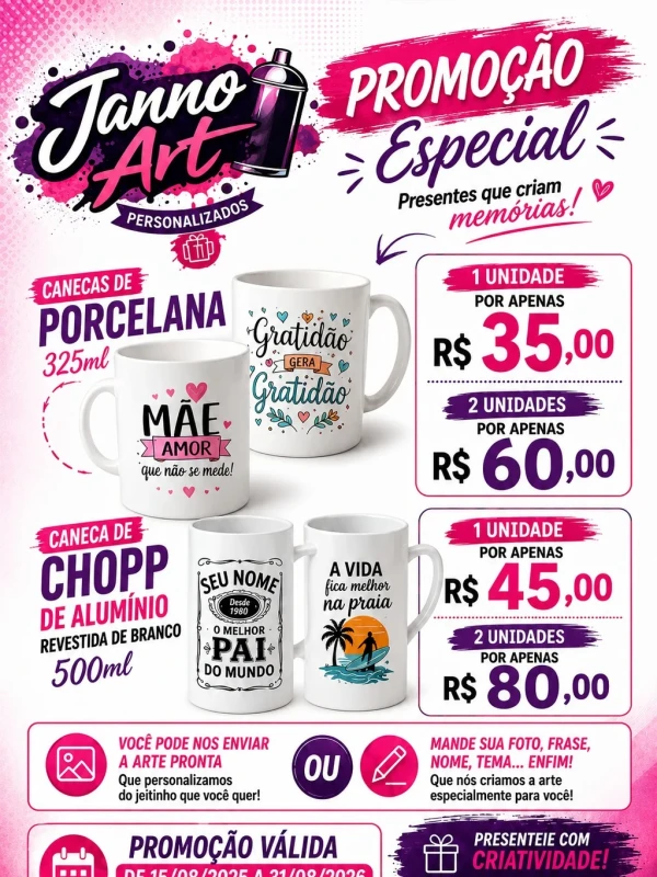 Promoção 2 Canecas de Porcelana