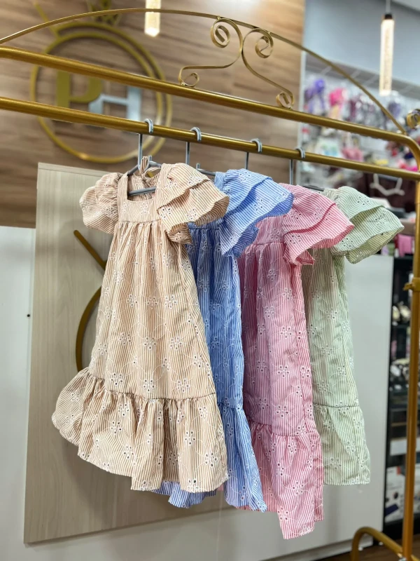 Vestido Infantil Elegante Cores Vibrantes