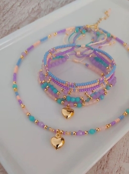 Conjunto Colar e Pulseira Candy Colorido