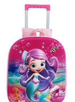 Mochila Escolar Feminina 3D Sereia 42cm