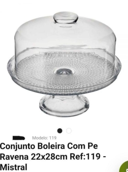 Boleira Ravena com Base e Cúpula Transparente