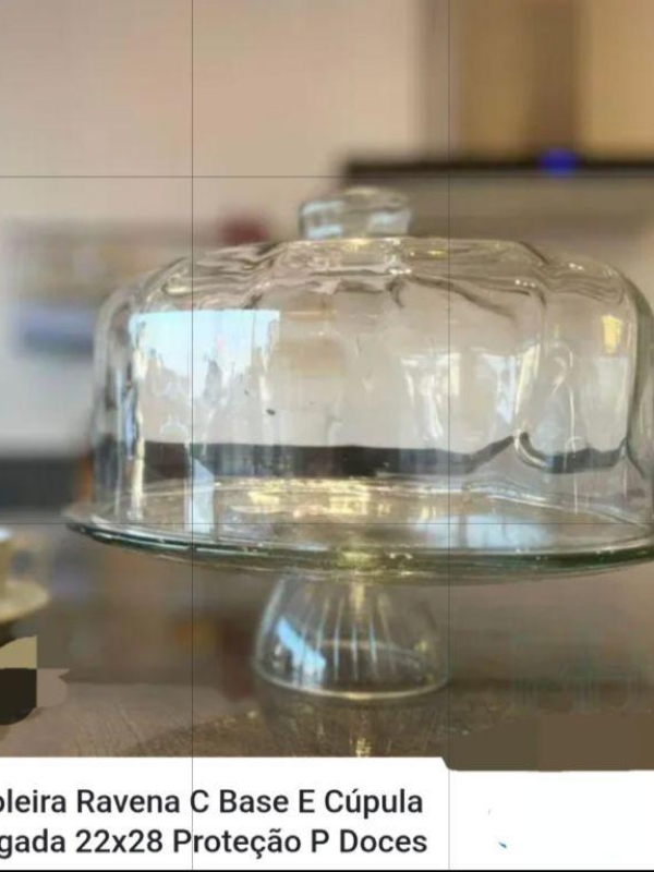 Boleira Ravena com Base e Cúpula Transparente
