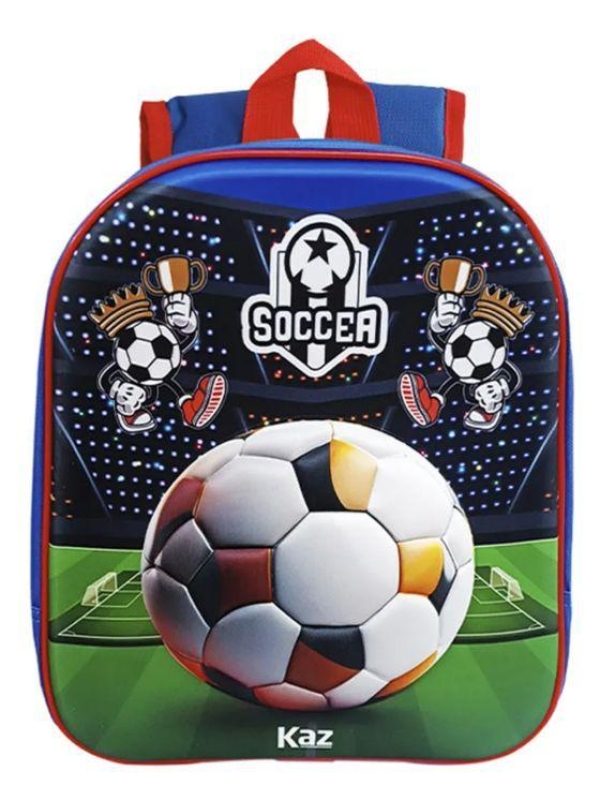 Mochila Escolar Masculina 3D Futebol 42cm