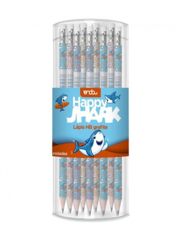 LÁPIS HB GRAFITE HAPPPY SHARK C/ BORRACHA 72X1