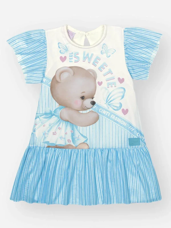 Vestido Infantil Estampado Ursinha – Cinti
