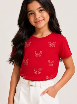 Blusa Infantil com Aplicação de Borboletas – Cinti
