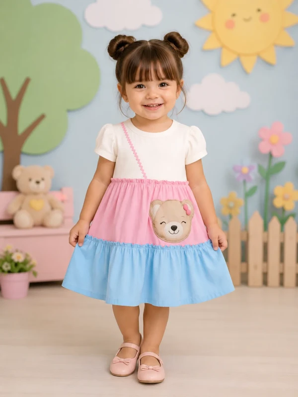 Vestido Infantil Ursinha Colorida – Cinti