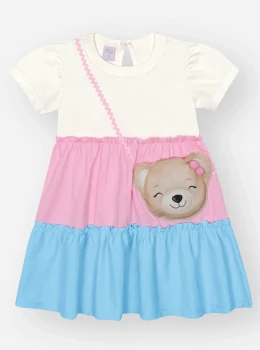 Vestido Infantil Ursinha Colorida – Cinti