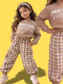 Conjunto Infantil Moletom e Calça Xadrez – Infanti