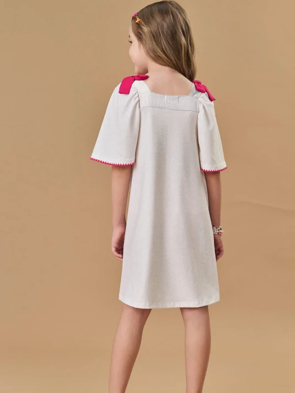 Vestido Infantil Estampado Floral com Laços – Kukie