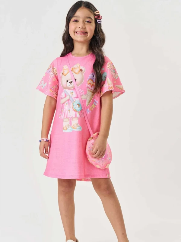 Vestido Infantil Estampado com Bolsinha – Kukie