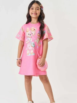 Vestido Infantil Estampado com Bolsinha – Kukie