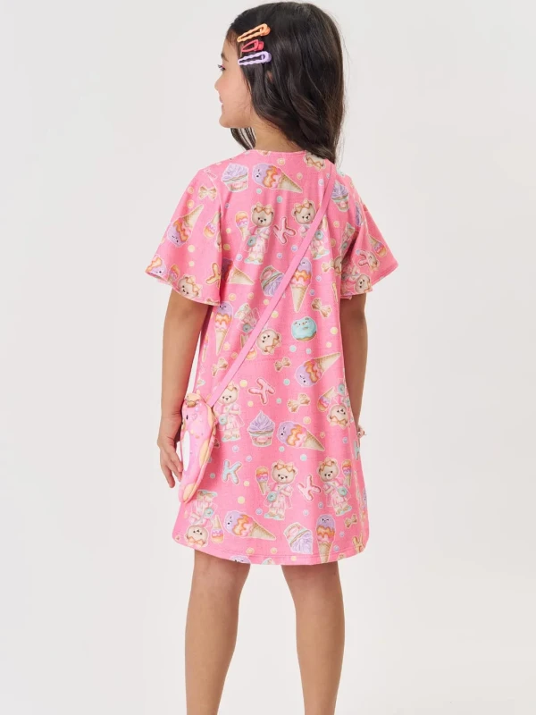 Vestido Infantil Estampado com Bolsinha – Kukie