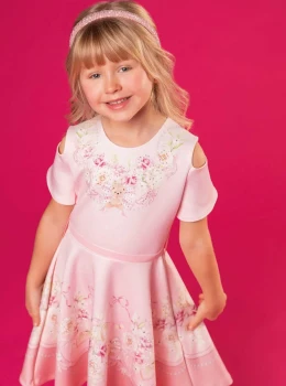 Vestido Infantil Floral com Detalhes Delicados – Infanti