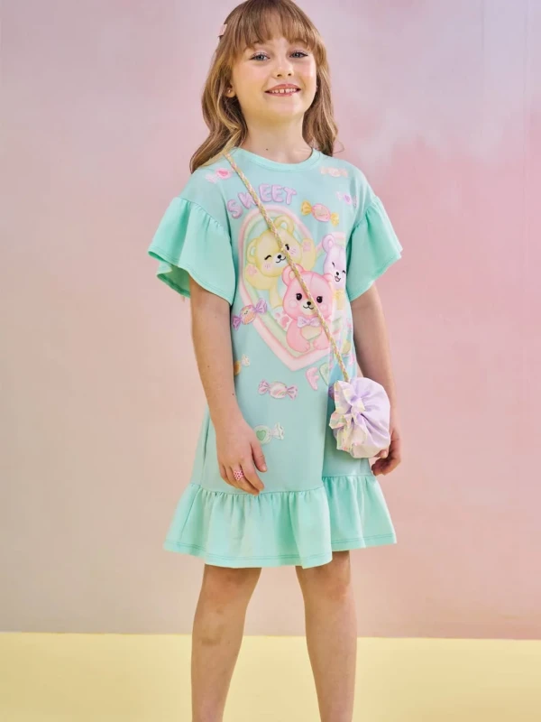 Vestido Infantil Estampado com Bolsinha – Infanti