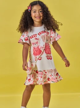 Vestido Off - white com bolsinha - Infanti 