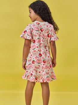 Vestido Off - white com bolsinha - Infanti 