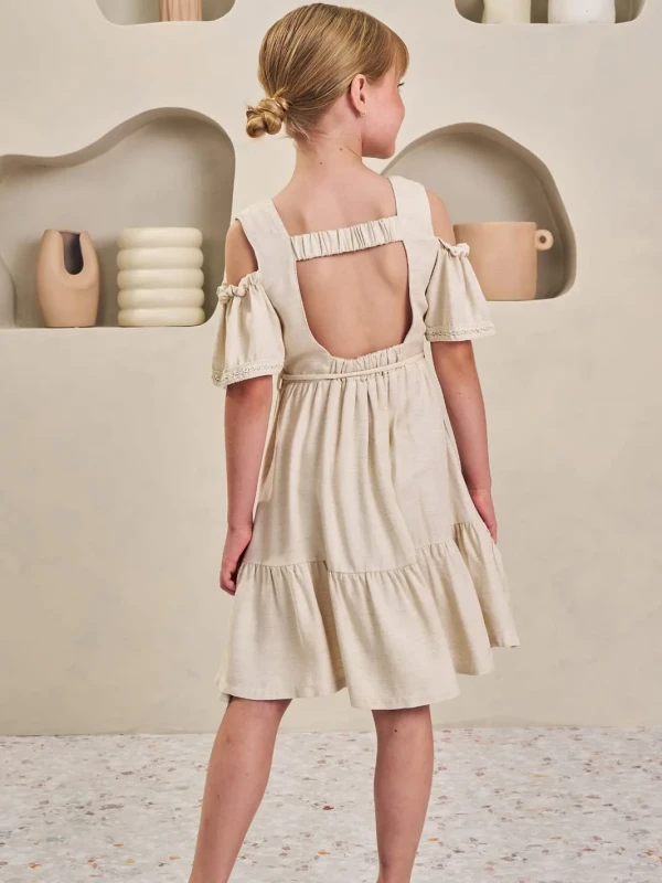 Vestido Infantil Off White com Detalhes em Renda – Infanti
