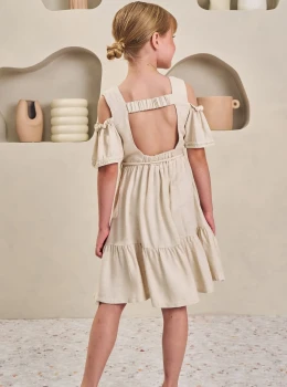 Vestido Infantil Off White com Detalhes em Renda – Infanti