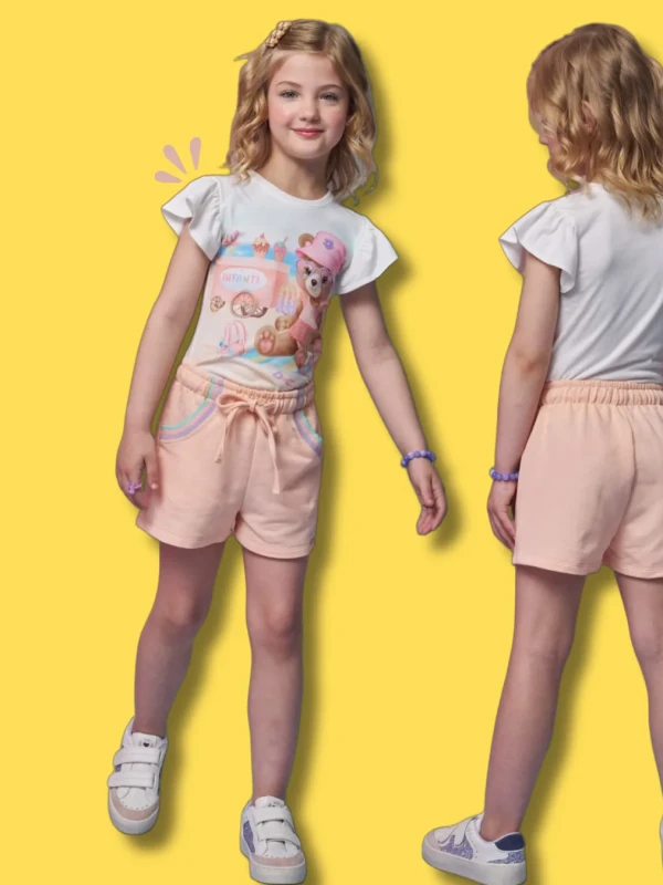 Conjunto de blusa em meia e shorts em moletom com estampa de pelucia - infanti   95412