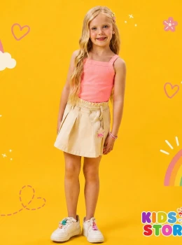 Conjunto de regata em canelado liz e short saia em sarja com elastano 95078