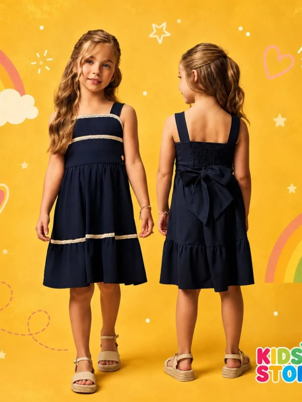 Vestido em linho santorine com elastano, alça  e laço nas costas  97092