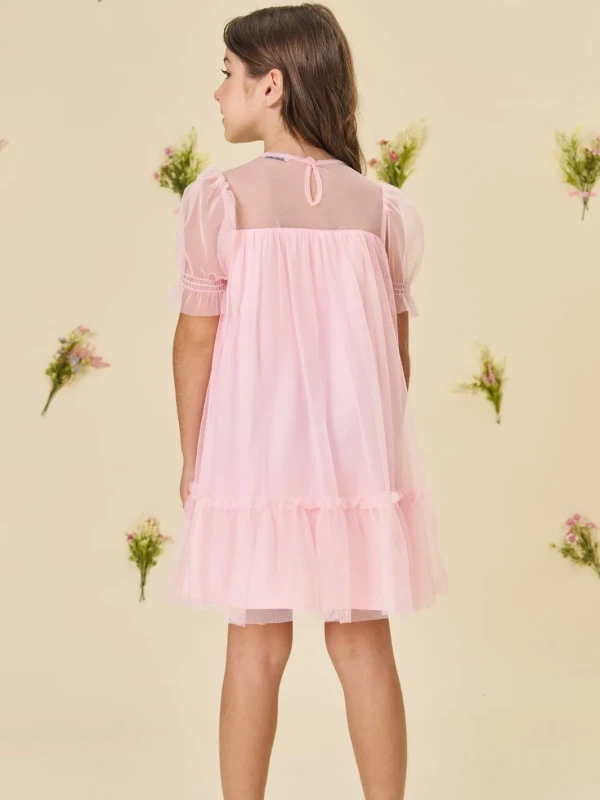 Vestido Infantil Rosa Tule Delicado – Infanti