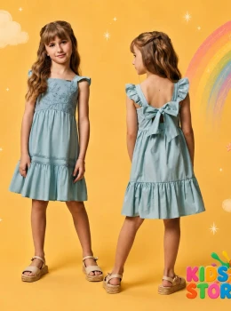Vestido em tricoline com elastano e tricoline borado infanti 97010