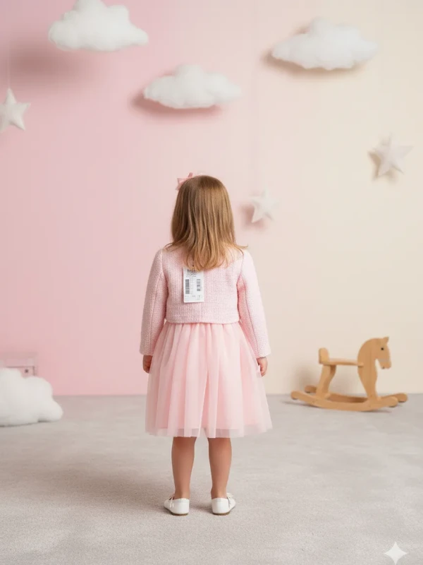 Vestido Infantil Rosa Claro com Tule e Casaquinho – Infanti