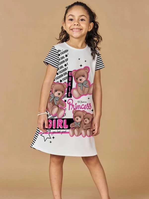 Vestido Infantil Estampado Ursinhos Fashion – Kukie
