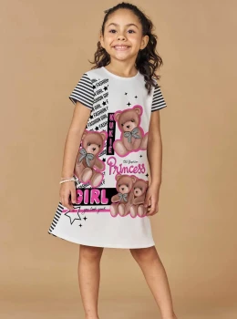 Vestido Infantil Estampado Ursinhos Fashion – Kukie