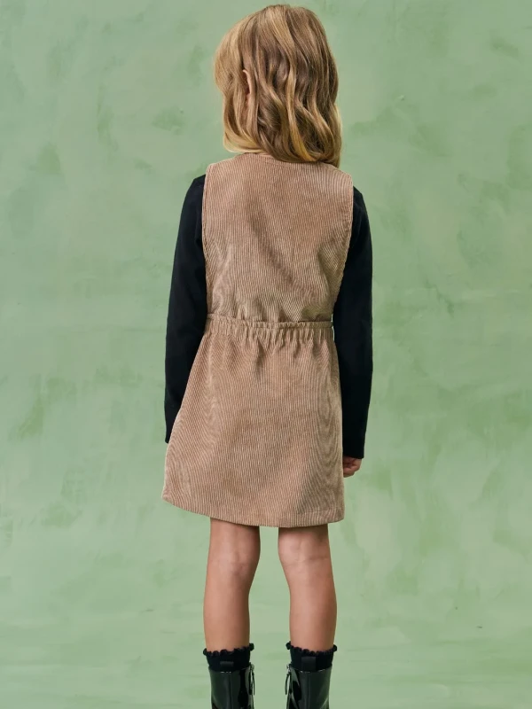 Vestido Infantil Veludo Cotelê com Sobreposição – Infanti