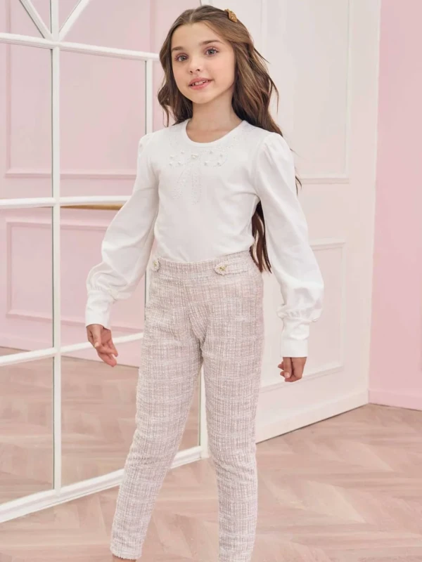 Conjunto Infantil Blusa Manga Longa e Calça Texturizada – Infanti