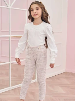 Conjunto Infantil Blusa Manga Longa e Calça Texturizada – Infanti