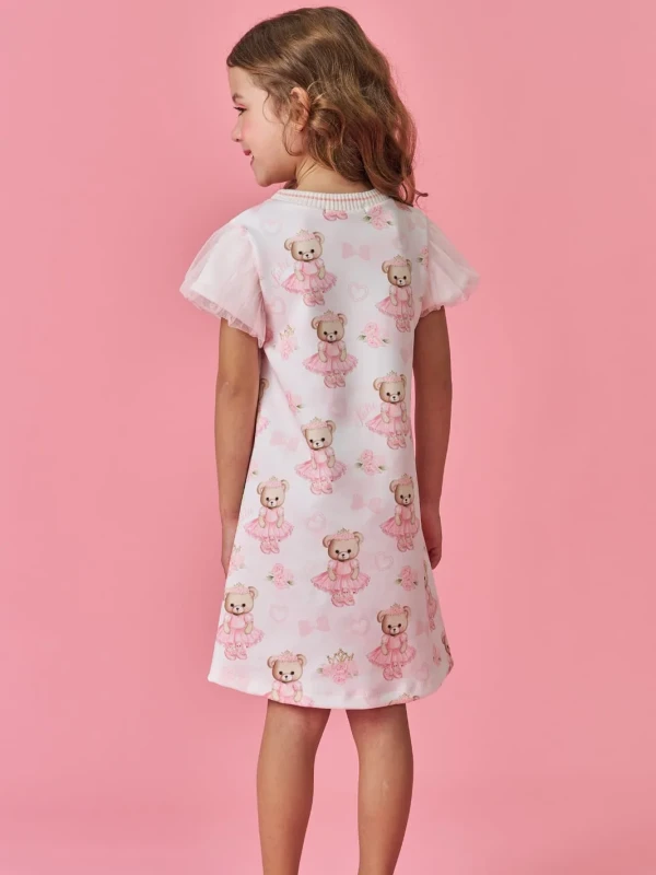 Vestido Infantil Estampado Ursinha Bailarina – Kukie