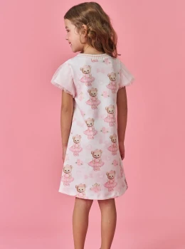 Vestido Infantil Estampado Ursinha Bailarina – Kukie