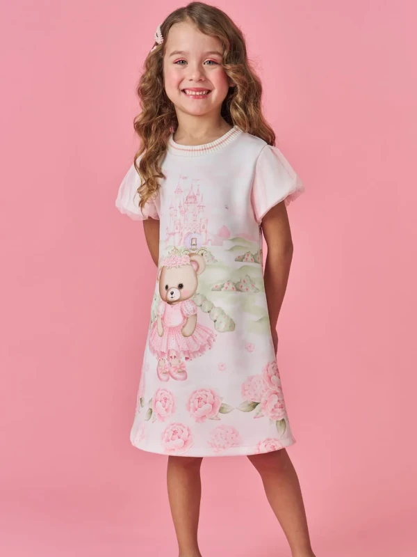 Vestido Infantil Estampado Ursinha Bailarina – Kukie