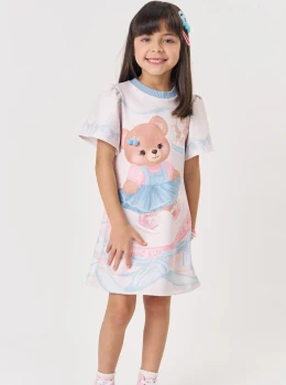 Vestido Infantil Estampado Ursinha Candy – Kukie